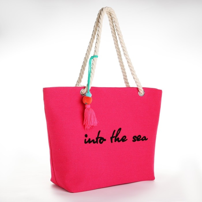 Сумка женская пляжная Into the sea, 50х34,5х14 см, розовый цвет Сумка женская пляжная Into the sea, 50х34,5х14 см, розовый цвет