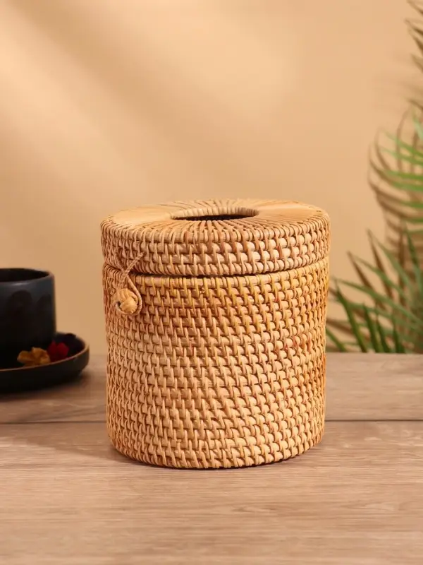 Салфетница плетёная, 15&times;15&times;14 см, ротанг, МИКС