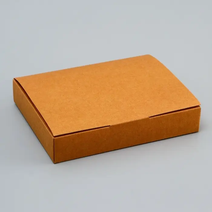 Коробка для 12 конфет, крафт с откидной крышкой, 19&times;15&times;3.5 см