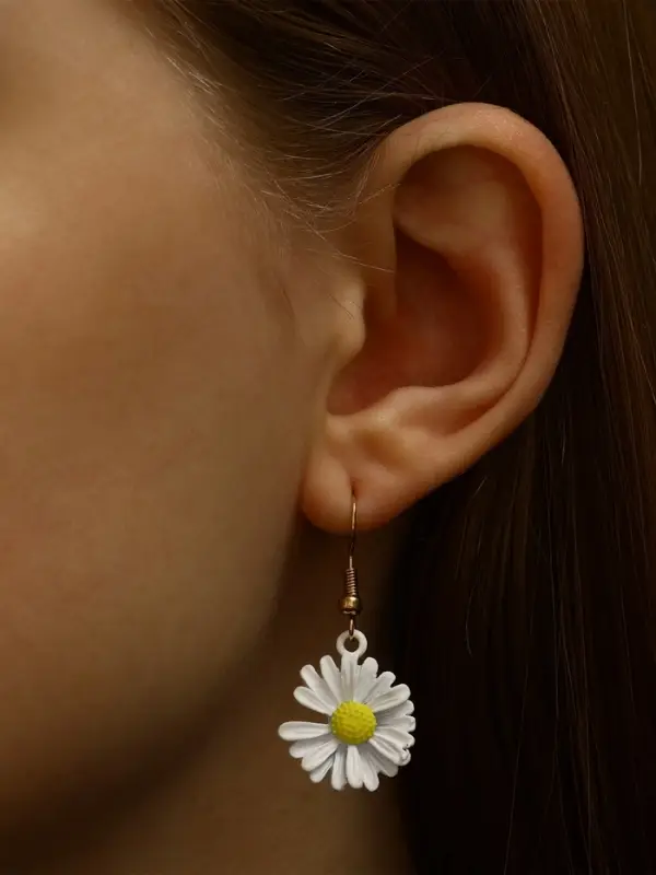 Серьги металл &laquo;Ромашки&raquo;, жёлто-белые