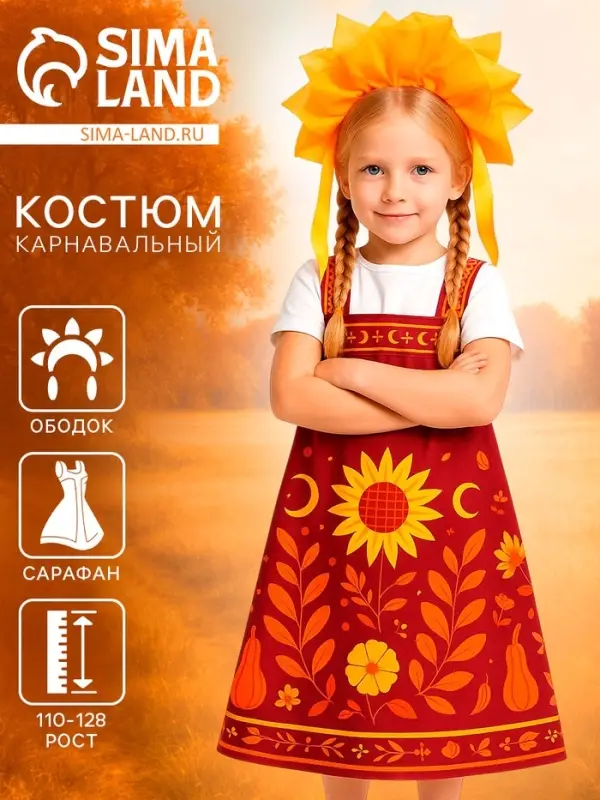 Карнавальный набор "Осенняя красавица" сарафан рост 110-128, ободок