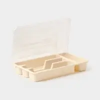 Лоток для столовых приборов с крышкой Доляна, 4 секции, пластик, 30&times;18&times;4.5 см, молочный