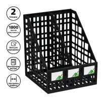 Лоток для бумаг &laquo;Стамм&raquo;, А4, сборный, вертикальный, 2 отделения, чёрный