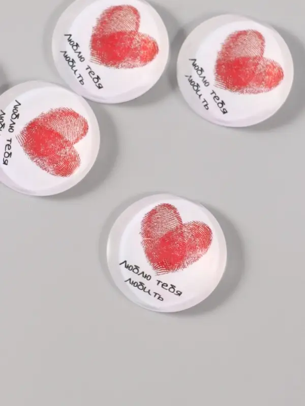 Кабошон стекло для творчества Кабошон стекло для творчества "Круг. Сердце отпечатки" 3х3 см