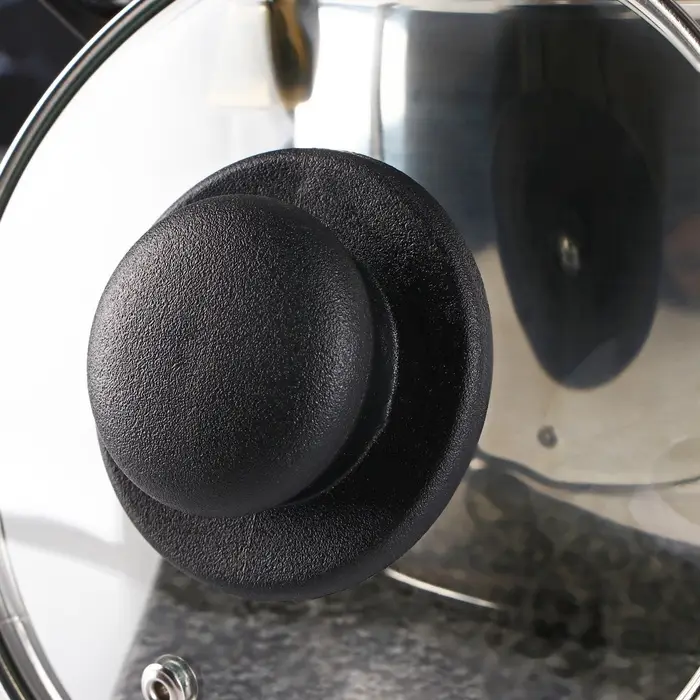 Крышка для сковороды и кастрюли Доляна, d=16 см, нержавеющий обод, пластиковая ручка, стекло, прозрачная