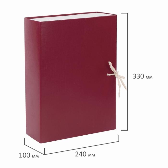 Короб архивный с завязками А4, корешок 100 мм Calligrata, бумвинил, бордовый, 800 листов Короб архивный с завязками А4, корешок 100 мм Calligrata, бумвинил, бордовый, 800 листов