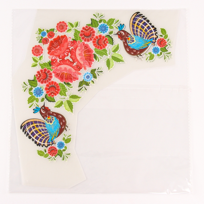 Термотрансфер «Кокошник. Городецкая на жёлтом», набор 5 шт. Термотрансфер «Кокошник. Городецкая на жёлтом», набор 5 шт.