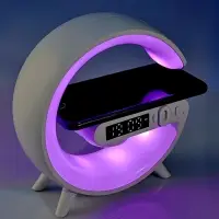 Портативная колонка - ночник G63, 15 Вт колонка, 15 W зарядка, 1800 мАч, подсветка, белая