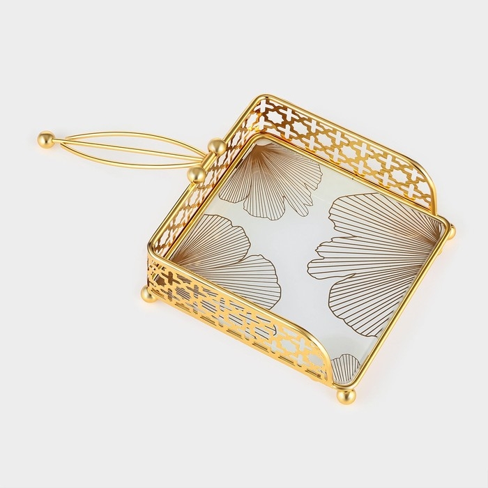 Салфетница «Рассвет», 15×15×6,5, цвет золотой Салфетница «Рассвет», 15×15×6,5, цвет золотой