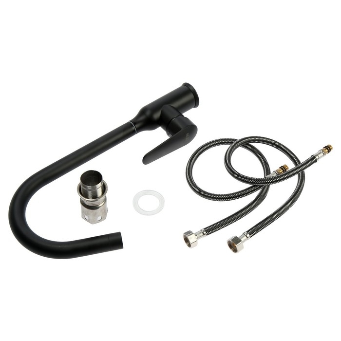 Смеситель для кухни ZEIN Z86, однорычажный, картридж керамика 40 мм, нерж. сталь, черный Смеситель для кухни ZEIN Z86, однорычажный, картридж керамика 40 мм, нерж. сталь, черный