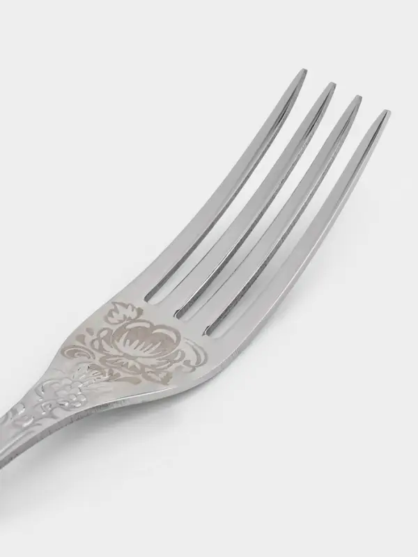 Вилка столовая &laquo;Тройка&raquo;, длина 19.5, толщина 2 мм, художественная роспись, нержавеющая сталь, серебристая