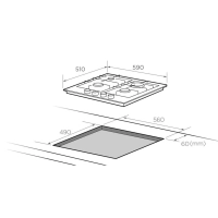 Газовая варочная панель CGH610X, 4 конфорки, WOK, нерж сталь
