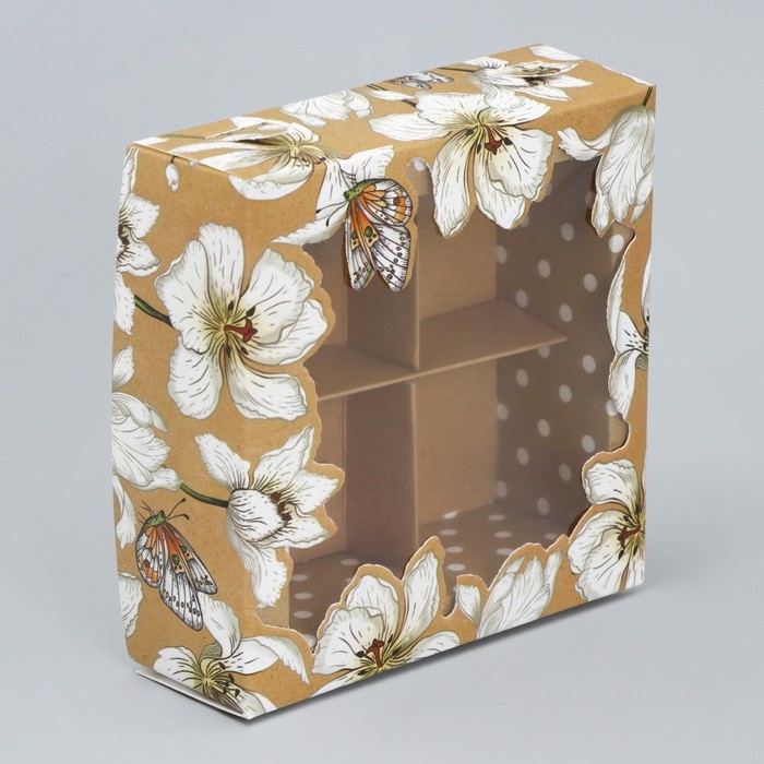 Коробка для конфет, кондитерская упаковка, 4 ячейки, «Крафт», 10.5 х 10.5 х 3.5 см Коробка для конфет, кондитерская упаковка, 4 ячейки, «Крафт», 10.5 х 10.5 х 3.5 см