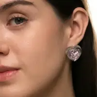 Серьги гвоздики &laquo;Кристалл. Сердце&raquo;, розовые