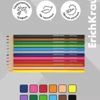 Карандаши цветные 12 цветов ErichKrause Color Friends, трёхгранные, пластиковые, с европодвесом