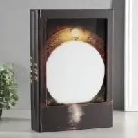 Шкатулка - книга световая &laquo;Поезд в туннеле&raquo;, дерево, искусственная кожа, 28&times;19&times;6 см