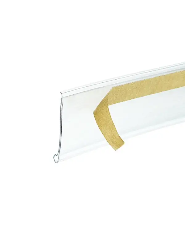 Ценникодержатель для крепления на стеклянные полки, самоклеящийся, 100&times;0.3&times;3 см, прозрачный