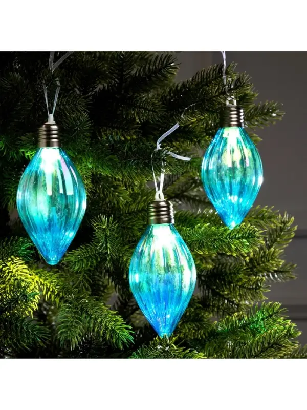 Набор ёлочных шаров &laquo;Северное сияние&raquo;, 3 шт., d=7 см, 3 LED, от батареек AG13&times;9, свечение тёплое белое