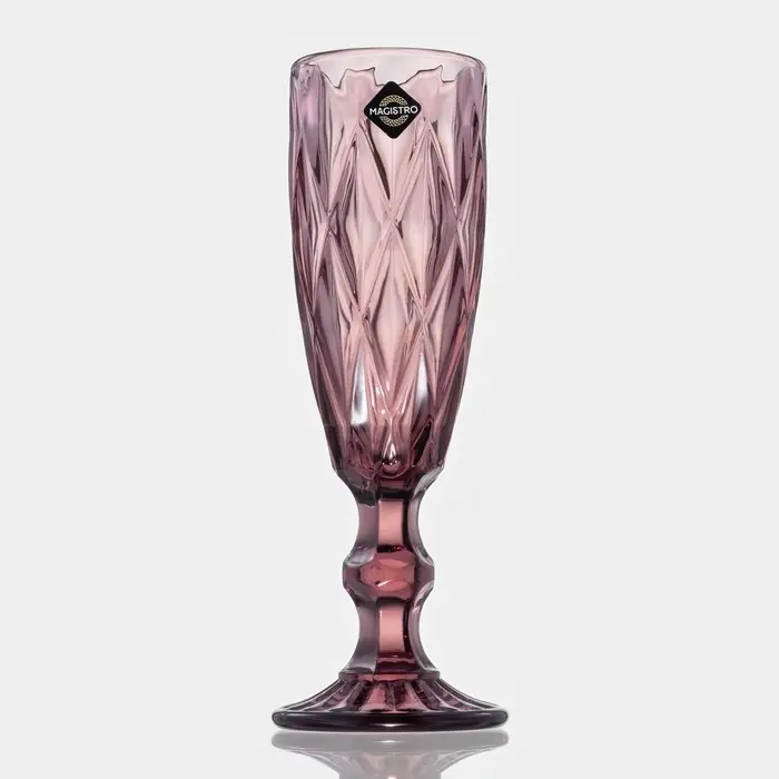 Бокалы для шампанского Magistro &laquo;Круиз&raquo;, 160 мл, 7&times;20 см, стекло, набор 6 шт., розовые