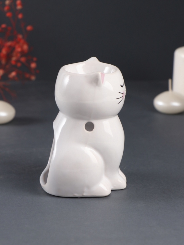 Аромалампа керамика "Котик румяный" 7,7х8х11,5 см