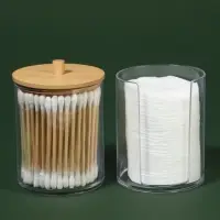 Органайзер для ватных палочек и дисков &laquo;BAMBOO&raquo;, с крышкой, 2 секции, 7&times;18.5 см, прозрачный