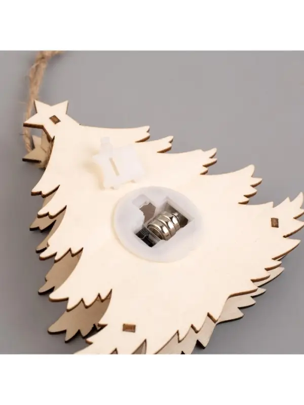 Ёлочная игрушка &laquo;Ёлочка с Дедом Морозом&raquo;, 12&times;11&times;2 см, от батареек, свечение тёплое белое