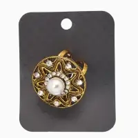 Кольцо для платка "Цветок в круге", цвет белый в чернёном золоте Кольцо для платка "Цветок в круге", цвет белый в чернёном золоте