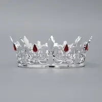 Топпер для торта &laquo;Корона&raquo;, 15&times;5.2 см, серебряная с красными стразами