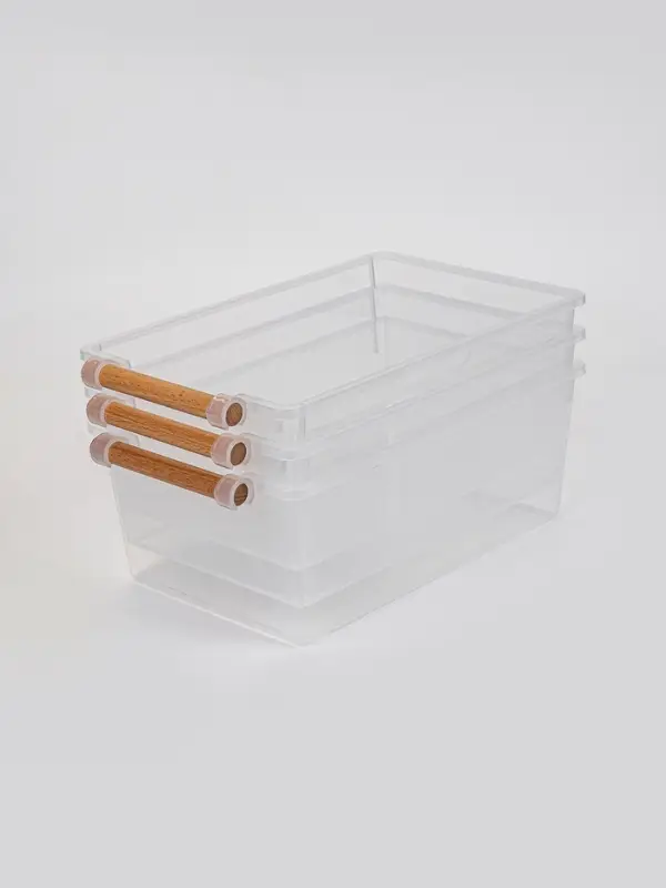 Корзины для хранения Wood Fusion, набор 3 шт.: 31.7&times;19.5&times;11.5 см, пластик, буковое дерево