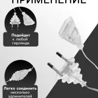 Удлинитель для комнатных гирлянд с выключателем, 3 м, прозрачная нить, УМС-вилка
