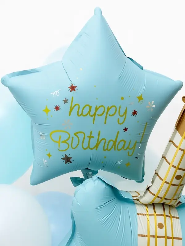 Воздушные шары "Голубая гитара" фольга, латекс, набор 12 штук