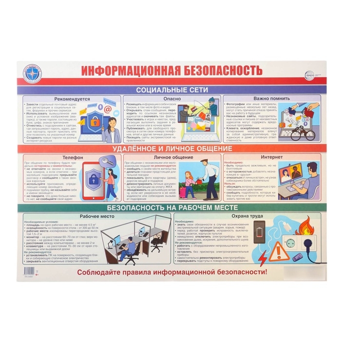 Плакат  Плакат "Действия при чрезвычайных ситуациях. Информационная безопасность" А2