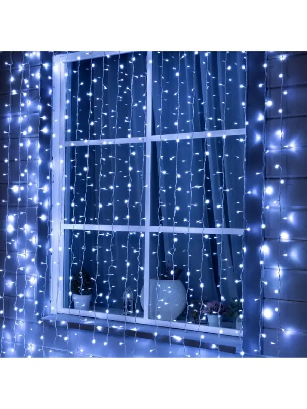 Гирлянда &laquo;Занавес&raquo; 2&times;3 м, IP44, УМС, белая нить, 760 LED, свечение белое, 220 В