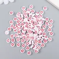 Набор бусин для рукоделия и плетения &laquo;Арт Узор. Красное сердце с белой серединкой&raquo;, 20 г, пластик, 0.7&times;0.7&times;0.4 см