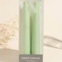 Набор свечей, 3.5х23 см, 2 шт "Башня" светло-зелёный 4х9,5х25 см