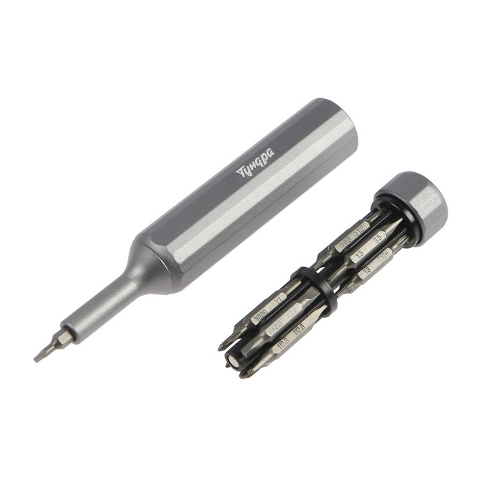 Отвертка с битами для точных работ ТУНДРА, двухсторонние биты 13 шт. 26 в 1 Отвертка с битами для точных работ ТУНДРА, двухсторонние биты 13 шт. 26 в 1