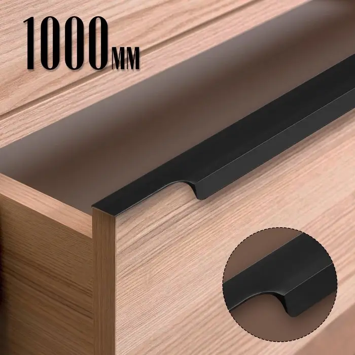 Ручка профильная мебельная торцевая CAPPIO RP100BL, L=1000 мм, чёрная