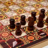 Настольная игра 3 в 1 &laquo;Узоры&raquo;: нарды, шашки, шахматы, 29&times;29 см