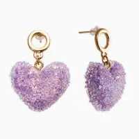 Серьги "Сердце сахарное", цвет фиолетовый в золоте Серьги "Сердце сахарное", цвет фиолетовый в золоте