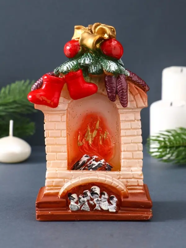 Свеча фигурная "Новогодний камин" 5,5х9х15 см