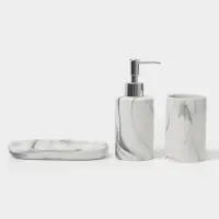 Набор аксессуаров для ванной комнаты &laquo;Сила&raquo;, 3 предмета, мыльница, дозатор для мыла 350 мл, стакан, серый