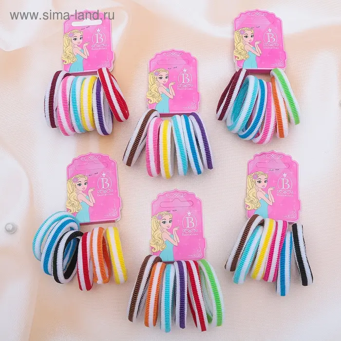 Резинка для волос Резинка для волос "Махрушка полоска" (набор 6 шт) цветная, микс