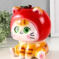 Копилка для денег «Кот в костюме яблоко», гипс, красный, 21×17×17 см