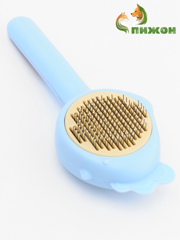 Пуходерка пластиковая Пуходерка пластиковая "Петушок" с самоочисткой, 8,7 х 22 см, голубая