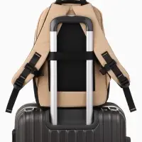 Рюкзак, 27*13*38,5 см, 2 отд 3н/карм, Комби, Водонепрон. дно, бежевый/черн
