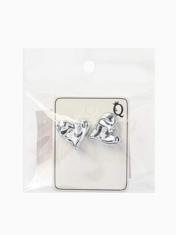 Серьги пластик &laquo;Сердца&raquo;, течение, цвет серебро