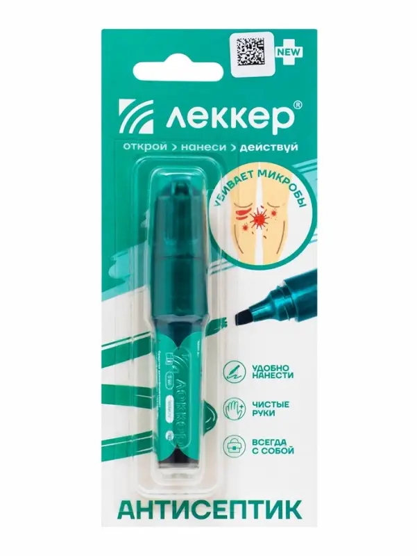 Зелёнка Lekker, фломастер, 1%, 5 мл