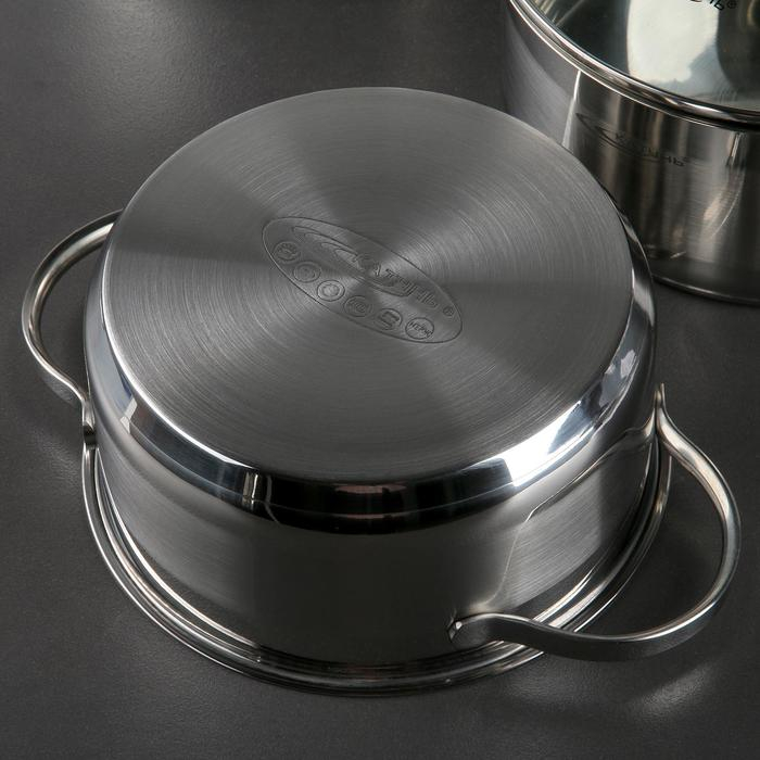 Набор кастрюль «Альта», 3 предмета: 2,2 л, 3,2 л, 4,2 л,капсульное дно, индукция Набор кастрюль «Альта», 3 предмета: 2,2 л, 3,2 л, 4,2 л,капсульное дно, индукция