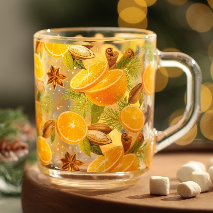 Кружка стеклянная новогодняя Дорого внимание «Глинтвейн», 200 мл