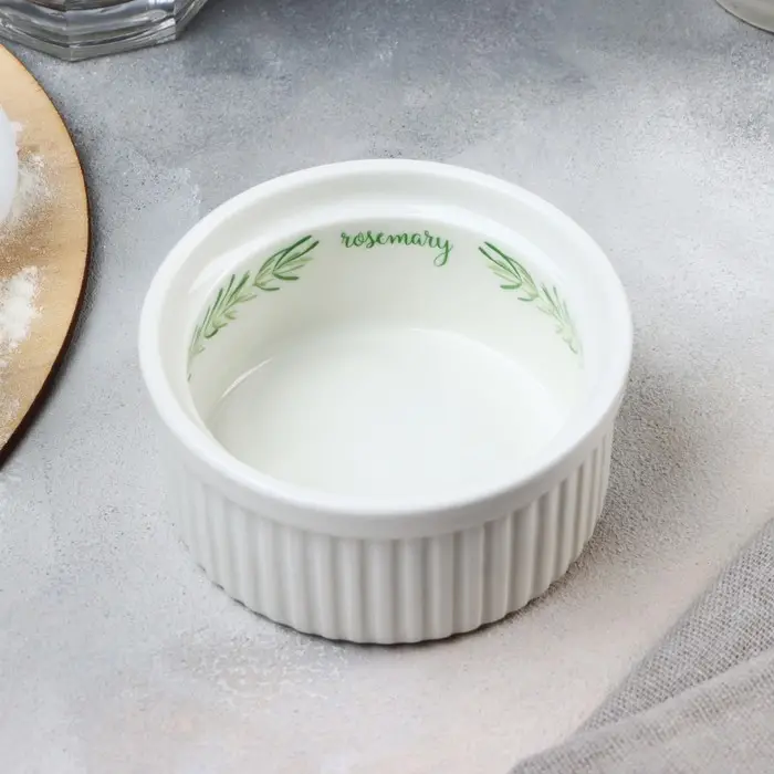 Рамекин керамический «Листья», 9.5 х 4.5 см, 200 мл, цвет белый Рамекин керамический «Листья», 9.5 х 4.5 см, 200 мл, цвет белый